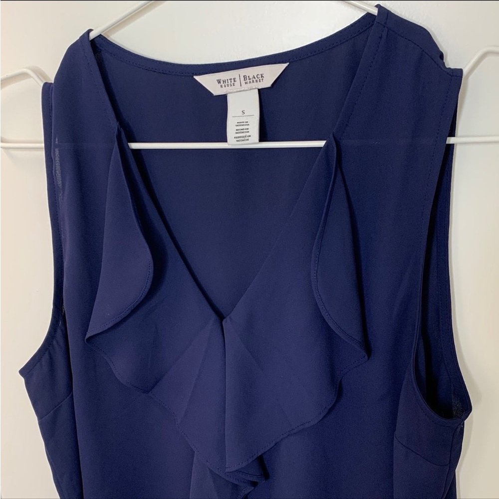 WHBM Navy Ruffle Tank - Picture 2 of 3